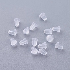 Clear Plastic Ear Nuts, Earring Backs, Clear, 6x4.5mm, Hole: 0.5mm