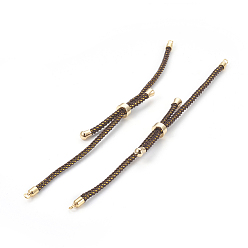 Brun De Noix De Coco Fabrication de bracelet coulissant en cordon de nylon réglable, avec les accessoires en laiton, plaqué longue durée, réel 24 k plaqué or, brun coco, 8-5/8 pouce (22 cm), 2~3.5mm, Trou: 1.5mm