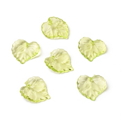 Green Transparent Acrylic Pendants, Leaf, Green, about 15mm long, 15mm wide, 2mm thick, hole: 1.5mm, 1700pcs/500g