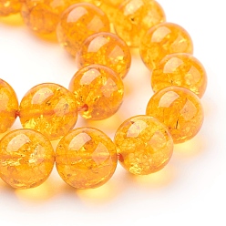 Gold Natural Quartz Crystal Beads Strands, Round, Dyed & Heated, Gold, 12mm, Hole: 2mm, about 16pcs/strand, 8 inch