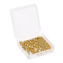 Doré  120 pcs 3 taille placage en rack et placage sous vide ensemble de perles d'espacement rondes en laiton, sans cadmium et sans plomb, or, 3 mm / 4 mm / 6 mm, Trou: 1~1.5mm