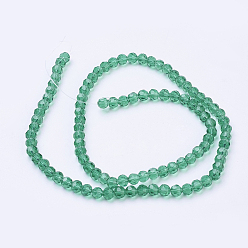 Bleu Vert Chapelets de perles en verre, à facettes (32 facettes), ronde, sarcelle, 4mm, Trou: 1mm, Environ 98 pcs/chapelet, 13.7 pouce
