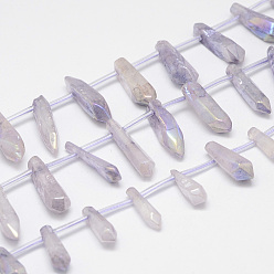 Lilac Natural Crystal Pointed Bead Strands, Dyed, Bullet, Lilac, 15~22x5~11x5~11mm, Hole: 2mm