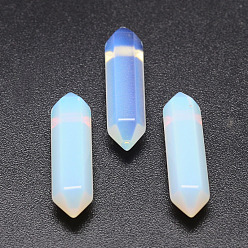 Opalite Faceted Opalite Beads, Double Terminated Point, for Wire Wrapped Pendants Making, No Hole/Undrilled, 30x9x9mm