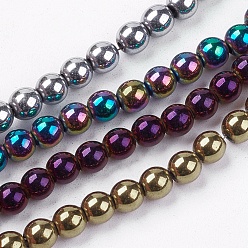 Couleur Mélangete Non-magnétiques perles d'hématite synthétique brins, Grade a, ronde, couleur mixte, 4mm, Trou: 1mm, Environ 95~100 pcs/chapelet, 15.5 pouce