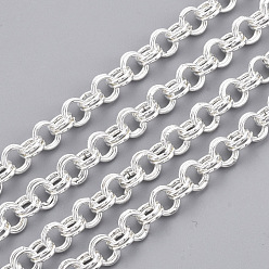 Silver Iron Rolo Chains, Double Link Chains, Unwelded, with Spool, Silver, Link: 6x1mm, about 82.02 Feet(25m)/roll