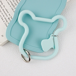 Turquoise Silicone Cattle Head Loop Phone Lanyard, Wrist Lanyard Strap with Plastic & Alloy Keychain Holder, Turquoise, 12.5x9.2x0.7cm