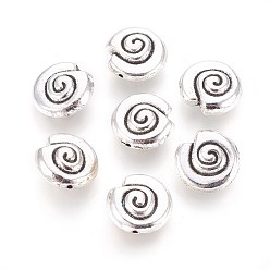 Antique Silver Tibetan Style Alloy Beads, Lead Free and Cadmium Free, Snail, Antique Silver, 14x7mm, Hole: 1mm