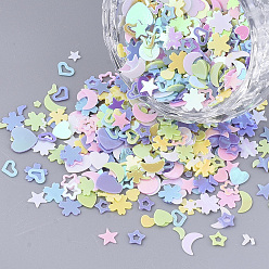 Mixed Color Ornament Accessories, PVC Plastic Paillette/Sequins Beads, No Hole/Undrilled Beads, Mixed Shapes, Mixed Color, 1.5~6.5x1.5~8x0.4~0.7mm