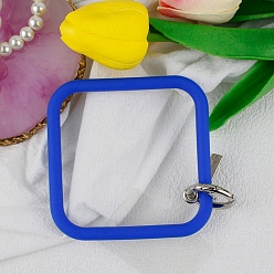 Bleu Cordon de téléphone à boucle carrée en silicone, lanière de poignet avec porte-clés en plastique et alliage, bleu, carré: 8.62x8.62 cm