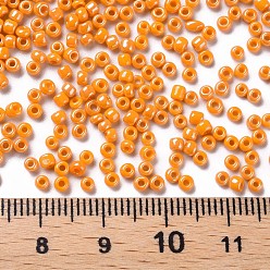 Dark Orange Glass Seed Beads, Opaque Colors Lustered, Round, Dark Orange, 2mm, Hole: 1mm, about 30000pcs/pound