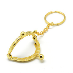 Golden Iron Purse Frame Handle for Bag Sewing Craft Tailor Sewer, with Key Ring, Golden, 100mm