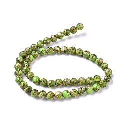 Lime Green Assembled Synthetic Turquoise and Imperial Jasper Beads Strands, Dyed, Round, Lime Green, 8mm, Hole: 0.8mm, about 52 pcs/Strand, 16.14 inch(41 cm) 