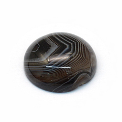 Black Dyed Natural Striped Agate/Banded Agate Cabochons, Half Round/Dome, Black, 16x6~7mm