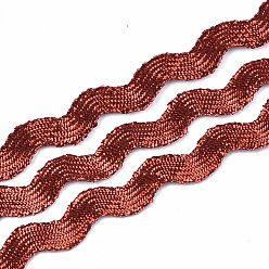 Brique Rouge Rubans de polyester, la forme d'onde, firebrick, 7~8 mm, 15 cour / bundle, 6 faisceaux / sac