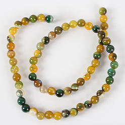 Vert Jaune Agate de pierre naturelle rangées de perles rondes, teint, vert jaune, 6mm, Trou: 1mm, Environ 63 pcs/chapelet, 15.35 pouce