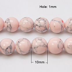 Misty Rose Synthetic Turquoise Beads Strands, Dyed, Round, Misty Rose, 10mm, Hole: 1mm, about 40pcs/strand, 15.7