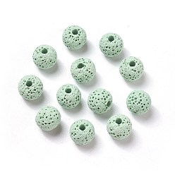 Light Green Unwaxed Natural Lava Rock Beads, for Perfume Essential Oil Beads, Aromatherapy Beads, Dyed, Round, Light Green, 8.5mm, Hole: 1.5~2mm