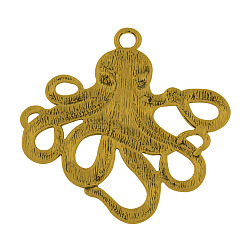 Antique Golden Tibetan Style Alloy Big Pendants, Octopus, Cadmium Free & Nickel Free & Lead Free, Antique Golden, 56.5x58.5x4mm, Hole: 4.5mm