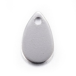 Stainless Steel Color Stainless Steel Charms, teardrop, Stamping Blank Tag, Stainless Steel Color, 10x6x0.6mm, Hole: 1.2mm