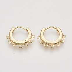Real 18K Gold Plated Brass Huggie Hoop Earring Findings, Nickel Free, with Horizontal Loop, Real 18K Gold Plated, 18.5x16x2.5mm, Hole: 1mm, Pin: 1mm