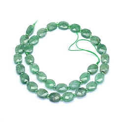 Quartz Fraise Brins de perles de quartz vert naturel, facette, ovale, 10~10.5x8~9x4~4.5mm, Trou: 1mm, Environ 33 pcs/chapelet, 15.55 pouce (39.5 cm)