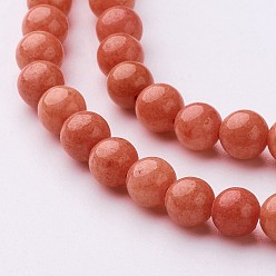 Mixed Color Natural Mashan Jade Round Beads Strands, Dyed, Mixed Color, 6mm, Hole: 1mm, about 69pcs/strand, 15.7 inch