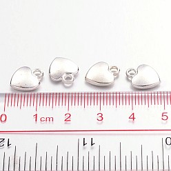 Silver Tibetan Style Alloy Charms, Lead Free & Cadmium Free & Nickel Free, Heart, Silver Color Plated, about 12mm long, 10mm wide, 2.5mm thick, hole: 2mm