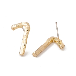 Number Brass Number Stud Earrings with 925 Sterling Silver Pins for Women, Num.7, 19x11mm, Pin: 0.7mm