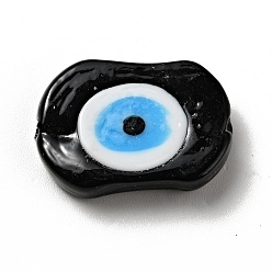 Черный Ручной зло бусины глаз, овальные, чёрные, 18x25x5 мм, отверстие : 1.6 мм