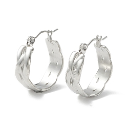 Stainless Steel Color 304 Stainless Steel Wide Chunky Hoop Earrings for Women, Stainless Steel Color, 22x19x7mm, Pin: 0.7mm