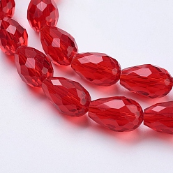 Mixed Color Glass Beads Strands, Faceted, teardrop, Mixed Color, 15x10mm, Hole: 2mm, about 48pcs/strand, 27.56 inch(70cm)