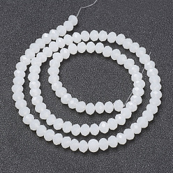 White Glass Beads Strands, Imitation Jade, Faceted, Rondelle, White, 3x2mm, Hole: 0.8mm, about 165~169pcs/strand, 15~16 inch(38~40cm)