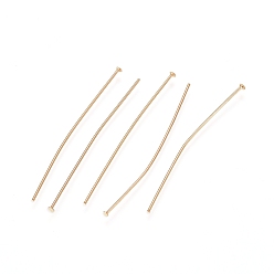Golden 304 Stainless Steel Flat Head Pins, Golden, 40.5x0.6mm, 22 Gauge, Head: 1.4mm