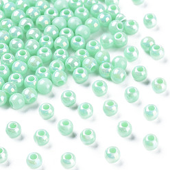 Aquamarine Opaque Acrylic Beads, AB Color, Round, Aquamarine, 4x3.5mm, Hole: 1.6mm, about 15000pcs/500g