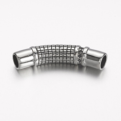 Antique Silver 304 Stainless Steel Links connectors, Curved Tube, Two Half Drilled Holes, Antique Silver, 47x11x9mm, Hole: 6.5mm