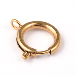 Золотой Ионное покрытие (ip) 304 застежки из нержавеющей стали с пружинным кольцом, золотые, 19x13.8x2.5 мм, отверстие : 3 мм