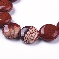Red Jasper Natural Red Jasper Beads Strands, Flat Round, 10~11x4~5mm, Hole: 0.8~1mm, about 39pcs/Strand, 15.35 inch(39cm)