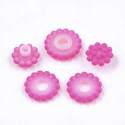 Fuchsia Rubberized Style Acrylic Beads, Berry Beads, Combined Beads, Round, Fuchsia, 12x11.5mm, Hole: 1.6mm, about 790pcs/500g