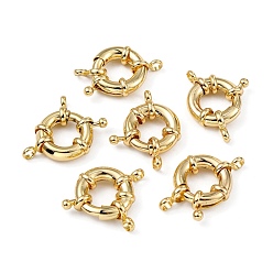 Real 18K Gold Plated Rack Plating Brass Spring Ring Clasps, Real 18K Gold Plated, 17x6mm, Hole: 3mm