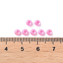 Hot Pink Opaque Acrylic Beads, AB Color, Round, Hot Pink, 4x3.5mm, Hole: 1.6mm, about 15000pcs/500g