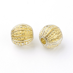 Or Perles acryliques plaquées, métal doré enlaça, citrouille, or, 12mm, trou: 3 mm, environ 620 pcs / 500 g
