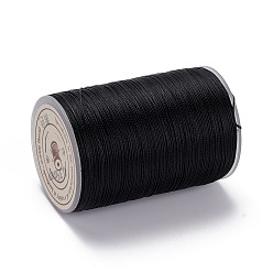 Noir Ficelle ronde en fil de polyester ciré, cordon micro macramé, cordon torsadé, pour la couture de cuir, noir, 0.3~0.4mm, environ 174.98 yards (160m)/rouleau