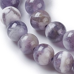 Améthyste Brins de perles d'améthyste à chevrons naturels, ronde, 6mm, Trou: 1mm, Environ 64~67 pcs/chapelet, 15.3 pouces ~ 15.75 pouces (39~40 cm)