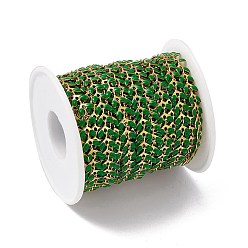 Dark Green Vacuum Plating 304 Stainless Steel Cobs Chains, with Enamel, Soldered, with Spool, Golden, Dark Green, 7x6x1mm