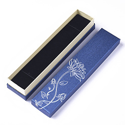 Blue Rectangle Cardboard Jewelry Bracelet Boxes, Velours inside, Blue, 225x48x38mm