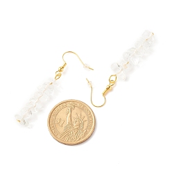 Quartz Natural Quartz Chip Beaded Dangle Earrings, Gemstone Drop Earrings for Women, Brass Jewelry, Golden, 50~54x7~11.5x5~8mm, Pin: 0.7mm
