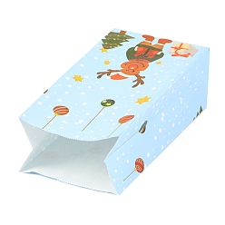 Deer Christmas Theme Kraft Paper Bags, Gift Bags, Snacks Bags, Rectangle, Reindeer Pattern, 23.2x13x8cm
