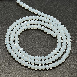 Azure Faceted Rondelle Opalite Beads Strands, Azure, 4x3mm, Hole: 1mm, about 125pcs/strand, 14.9 inch