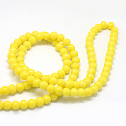 Yellow Baking Painted Glass Round Bead Strands, Yellow, 6.5mm, Hole: 1.5mm, about 145pcs/strand, 31.8 inch